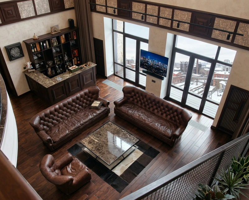 Дизайн гостиной в стиле Лофт — фото интерьера от нейросети RoomGPT