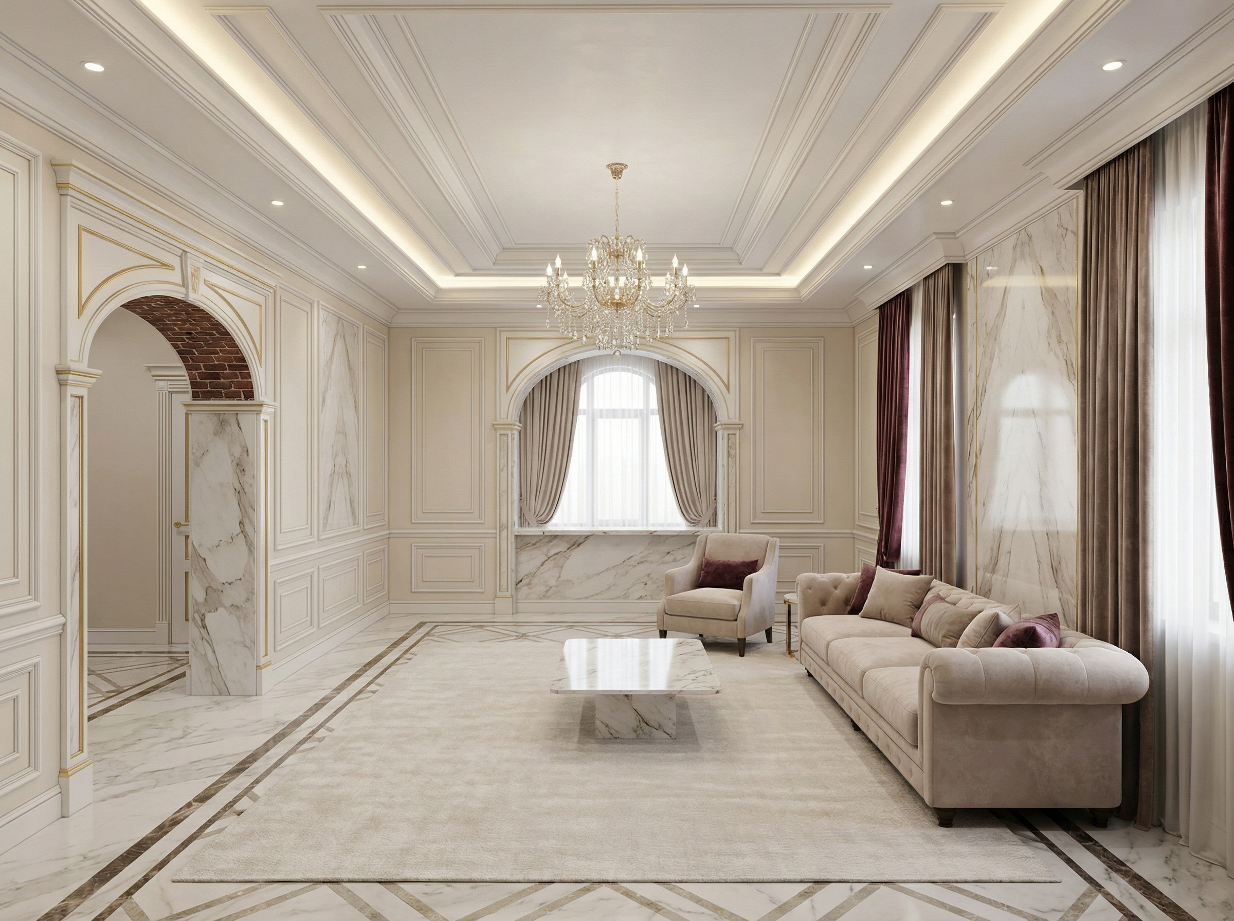 Дизайн гостиной в стиле Классика — фото интерьера от нейросети RoomGPT