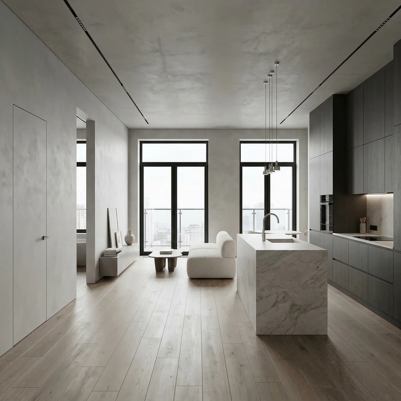 Дизайн интерьера в стиле Минимализм — Кухня от нейросети RoomGPT