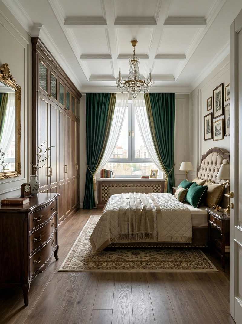 Дизайн спальни в стиле Классика — фото интерьера от нейросети RoomGPT