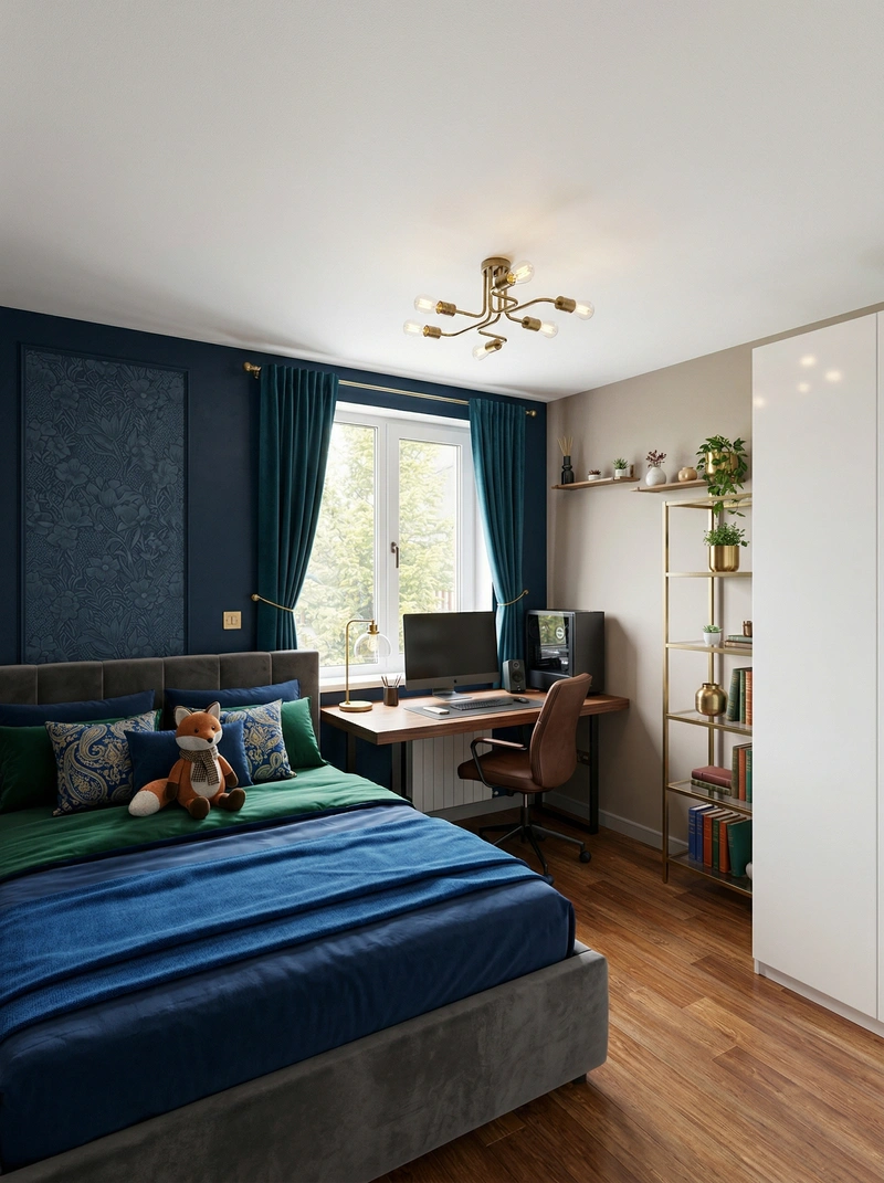 Дизайн спальни в стиле Британский — фото интерьера от нейросети RoomGPT