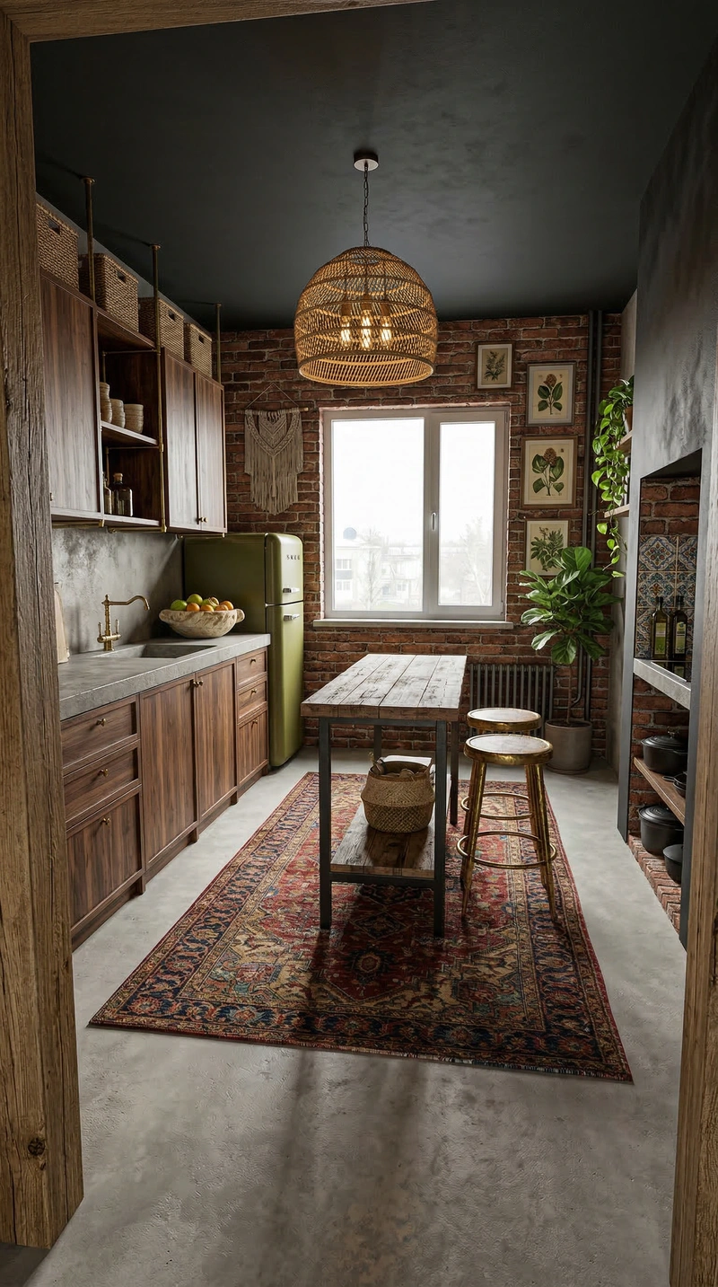 Дизайн кухни в стиле Лофт — фото интерьера от нейросети RoomGPT