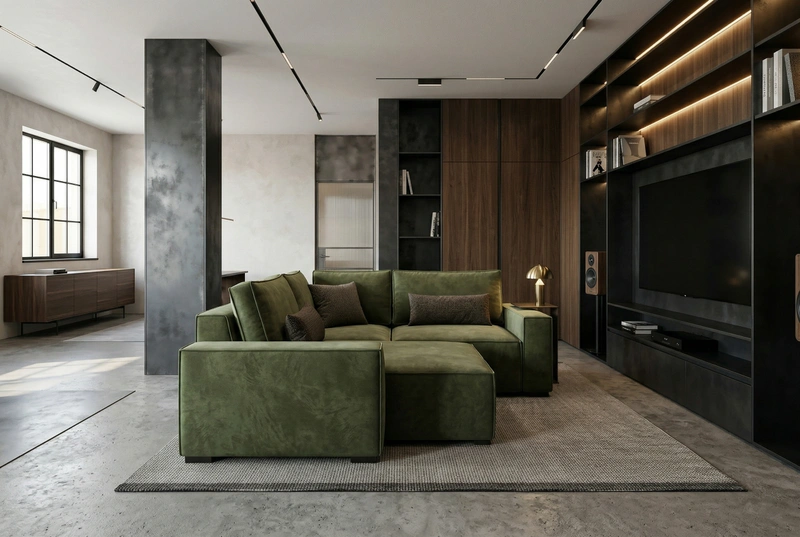 Дизайн гостиной в стиле Лофт — фото интерьера от нейросети RoomGPT