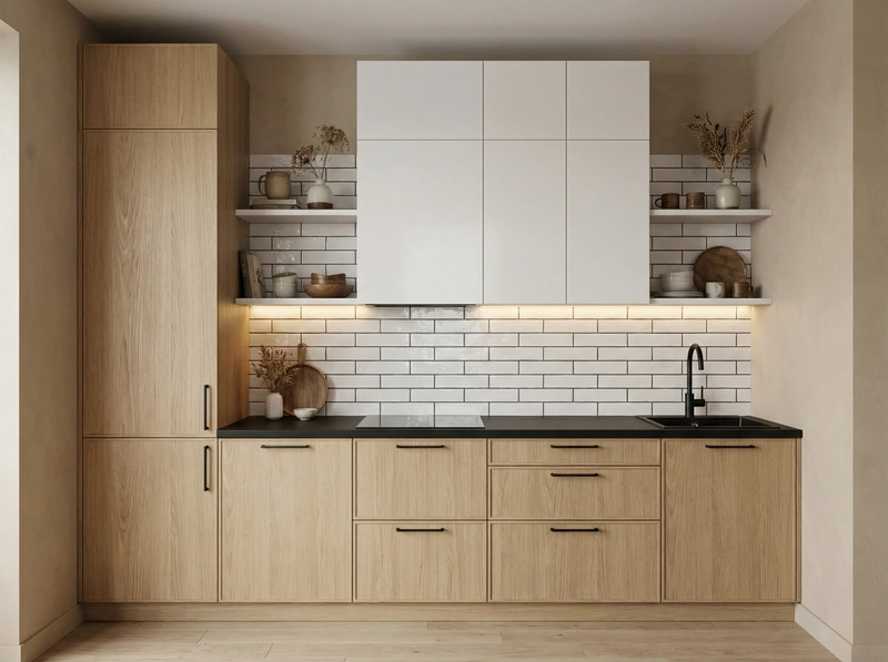 Дизайн кухни в стиле Japandi — фото интерьера от нейросети RoomGPT