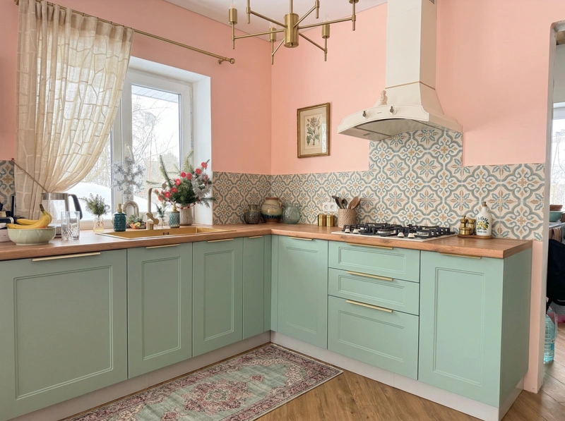 Дизайн кухни в стиле Эклектика — фото интерьера от нейросети RoomGPT