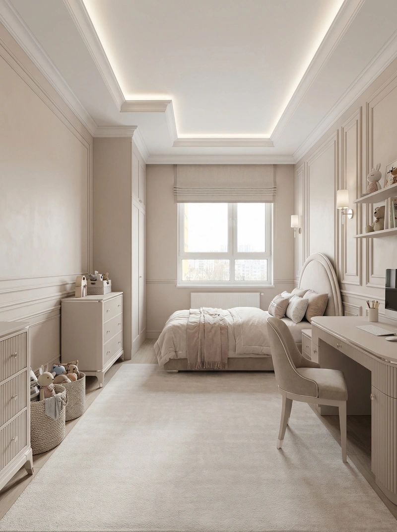 Дизайн детской в стиле Неоклассика — фото интерьера от нейросети RoomGPT