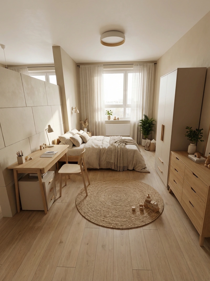 Дизайн детской в стиле Сканди — фото интерьера от нейросети RoomGPT