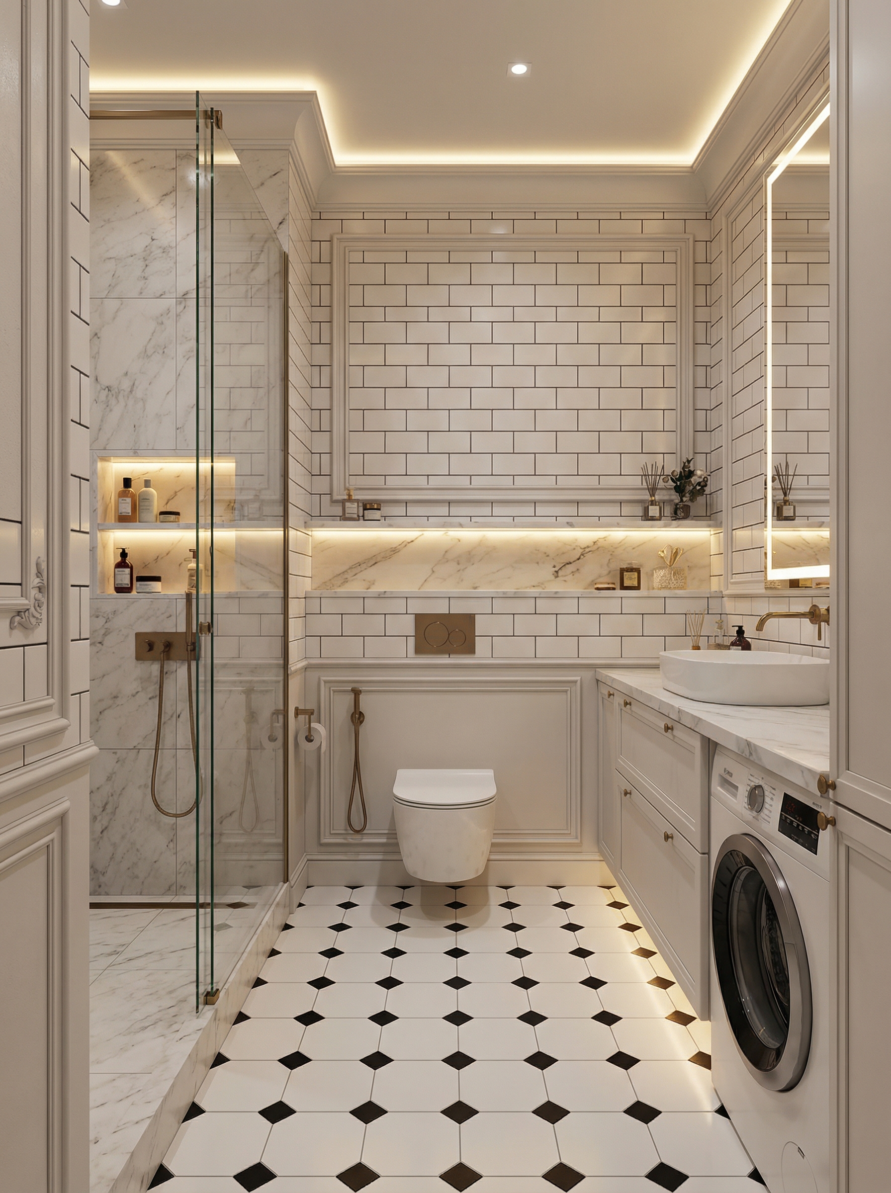 Дизайн ванной в стиле Классика — фото интерьера от нейросети RoomGPT