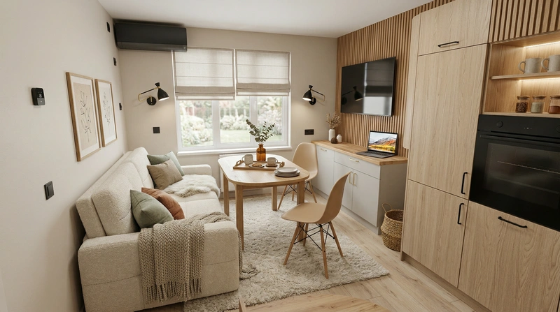 Дизайн кухни в стиле Хюгге — фото интерьера от нейросети RoomGPT