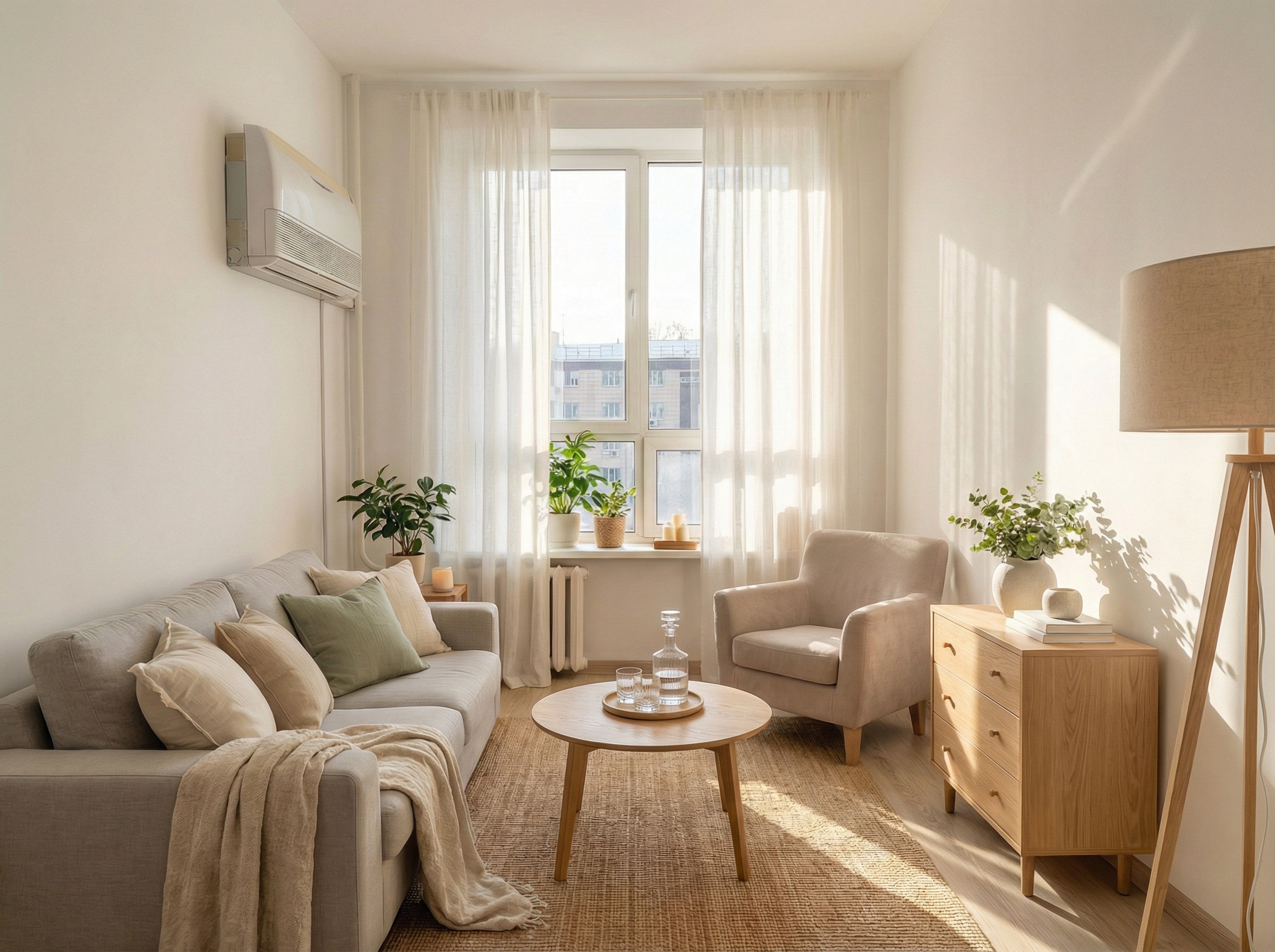 Дизайн гостиной в стиле Хюгге — фото интерьера от нейросети RoomGPT