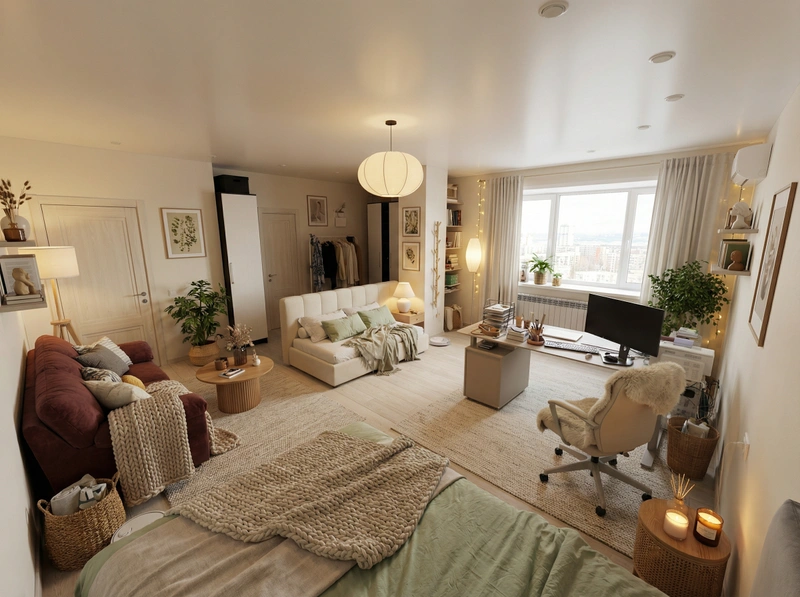 Дизайн интерьера в стиле Хюгге — Спальня от нейросети RoomGPT