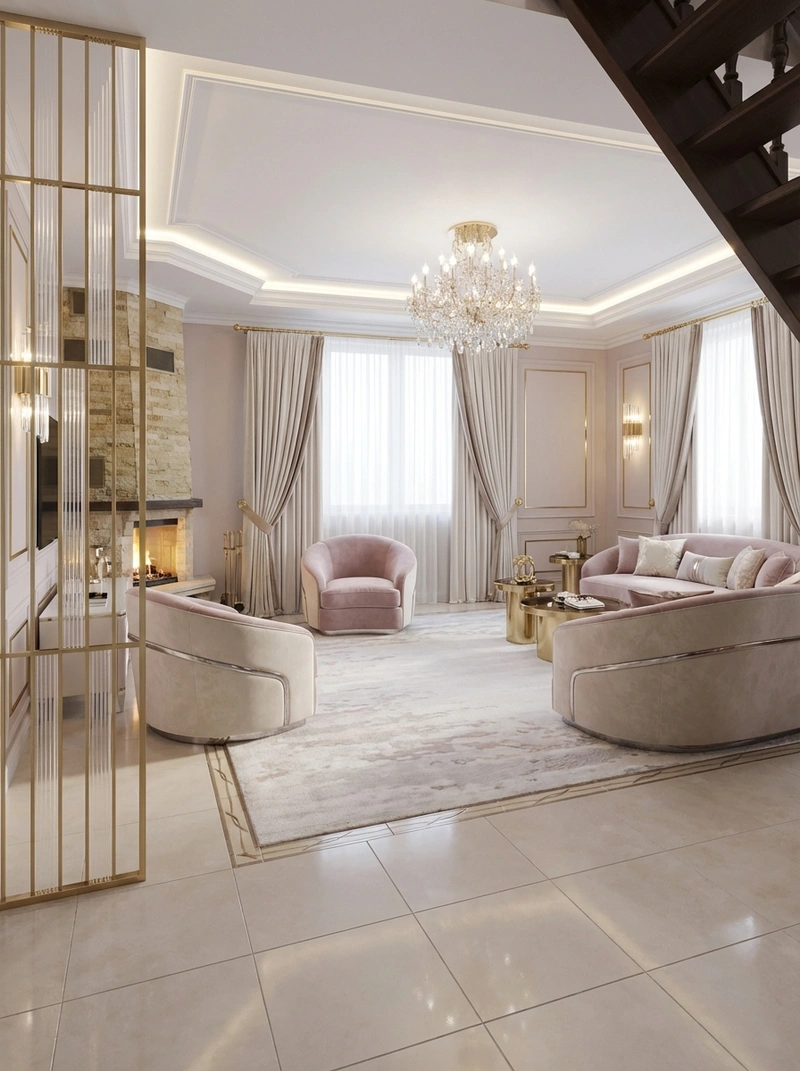 Дизайн интерьера в стиле Неоклассика — Гостиная от нейросети RoomGPT