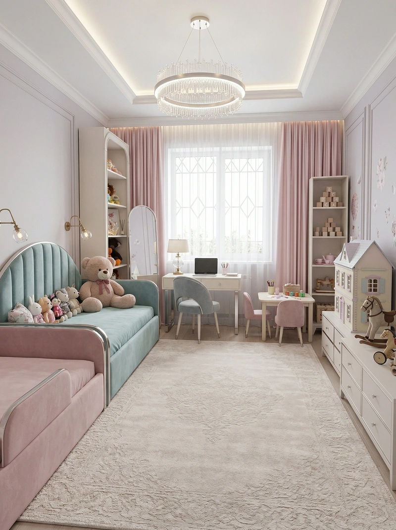 Дизайн детской в стиле Неоклассика — фото интерьера от нейросети RoomGPT