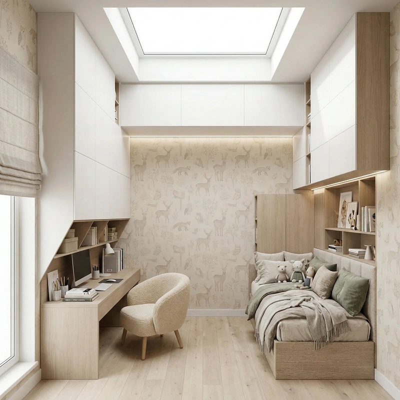 Дизайн детской в стиле Сканди — фото интерьера от нейросети RoomGPT