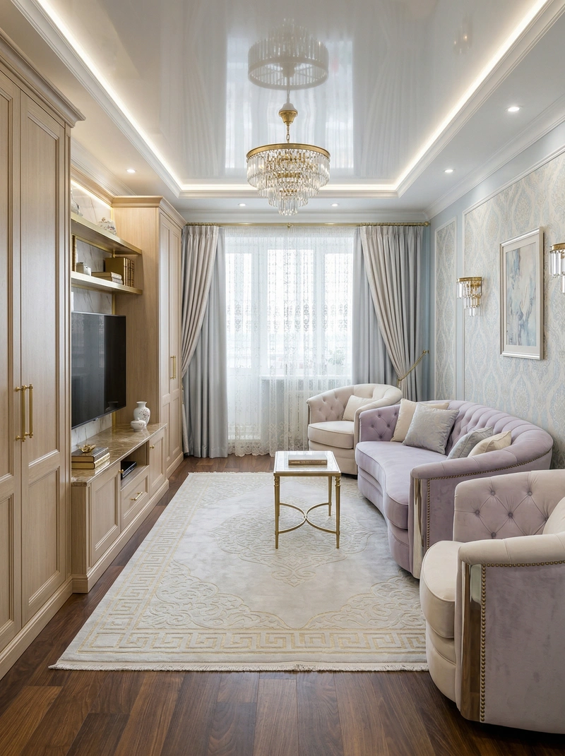 Дизайн гостиной в стиле Неоклассика — фото интерьера от нейросети RoomGPT