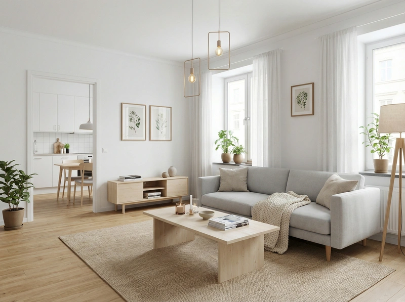 Дизайн интерьера в стиле Хюгге — Гостиная от нейросети RoomGPT