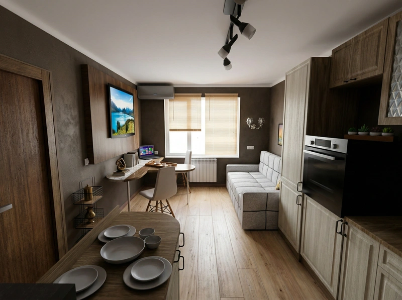 Дизайн кухни в стиле Эклектика — фото интерьера от нейросети RoomGPT