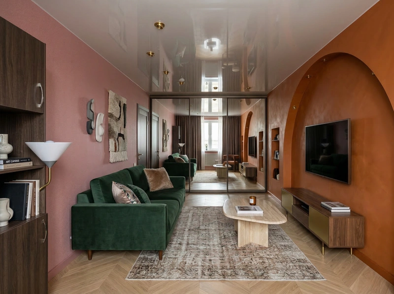 Дизайн гостиной в стиле Эклектика — фото интерьера от нейросети RoomGPT