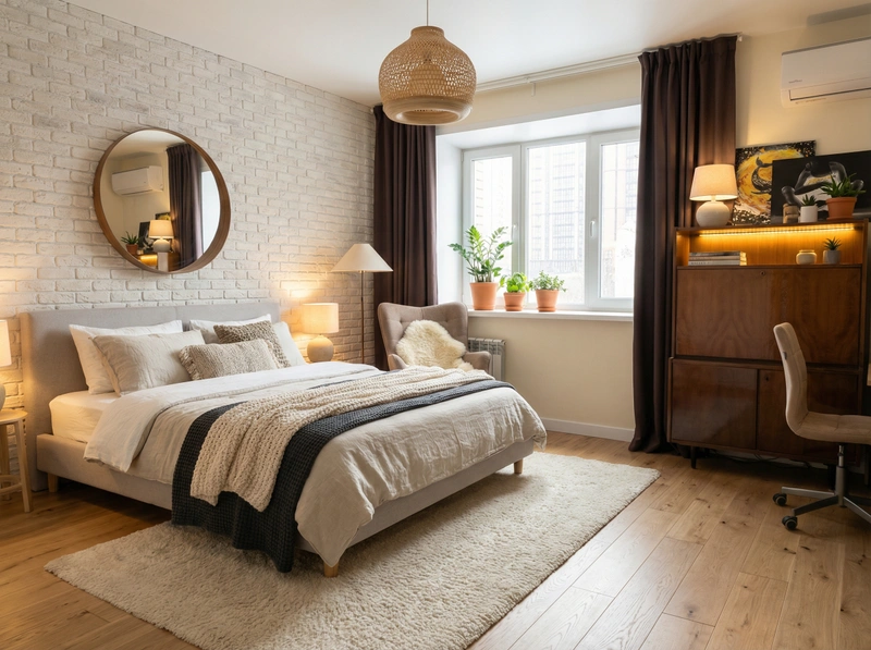 Дизайн интерьера в стиле Хюгге — Спальня от нейросети RoomGPT