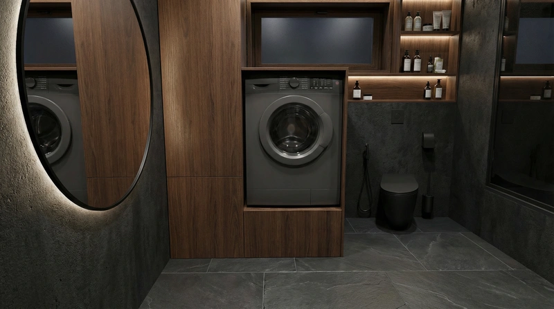 Дизайн интерьера в стиле Блэктэк — Ванная от нейросети RoomGPT