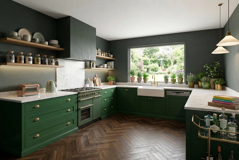 Дизайн кухни в стиле Британский — фото интерьера от нейросети RoomGPT