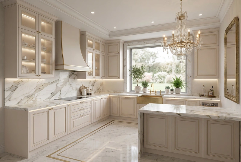 Дизайн кухни в стиле Неоклассика — фото интерьера от нейросети RoomGPT