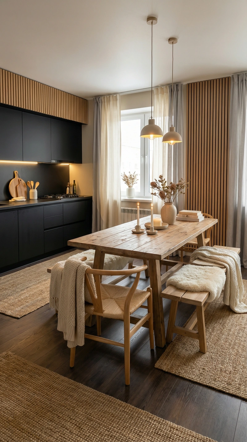 Дизайн интерьера в стиле Хюгге — Кухня от нейросети RoomGPT