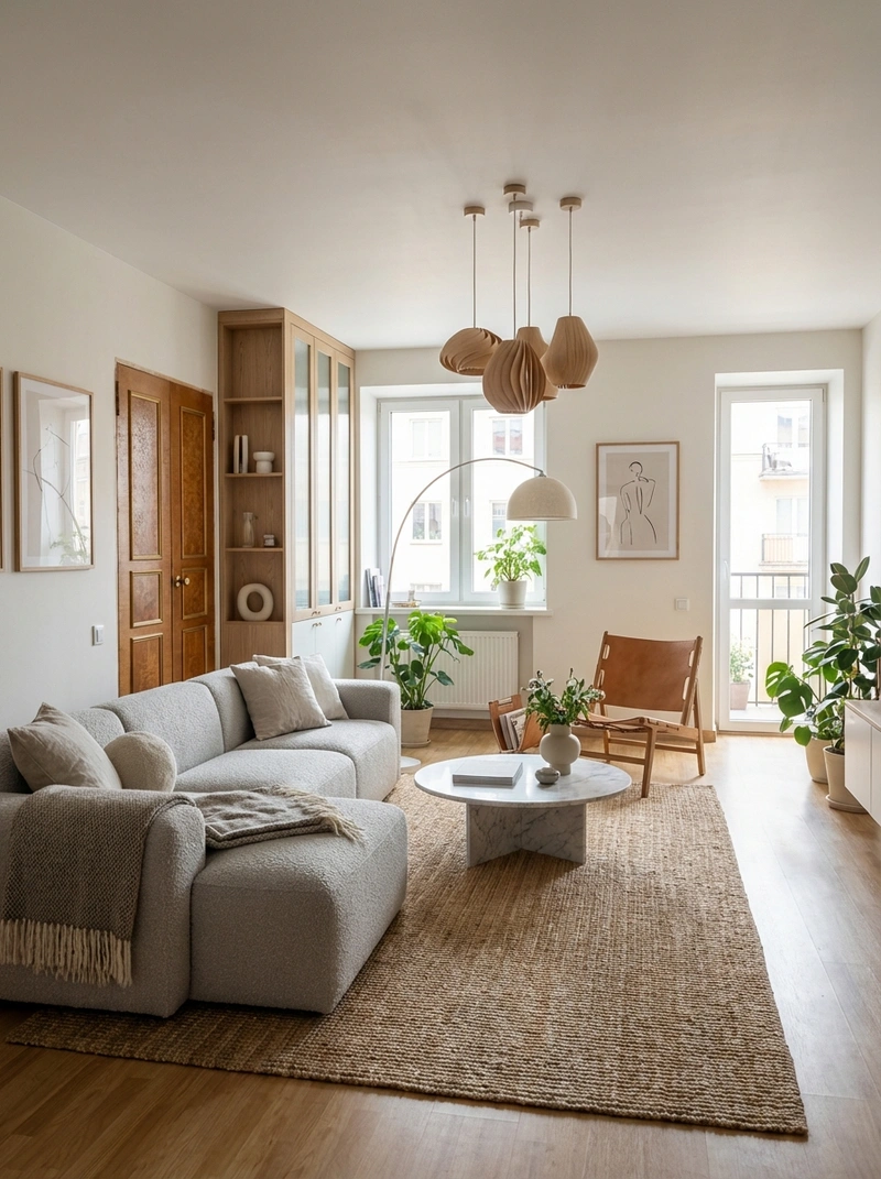 Дизайн интерьера в стиле Сканди — Гостиная от нейросети RoomGPT