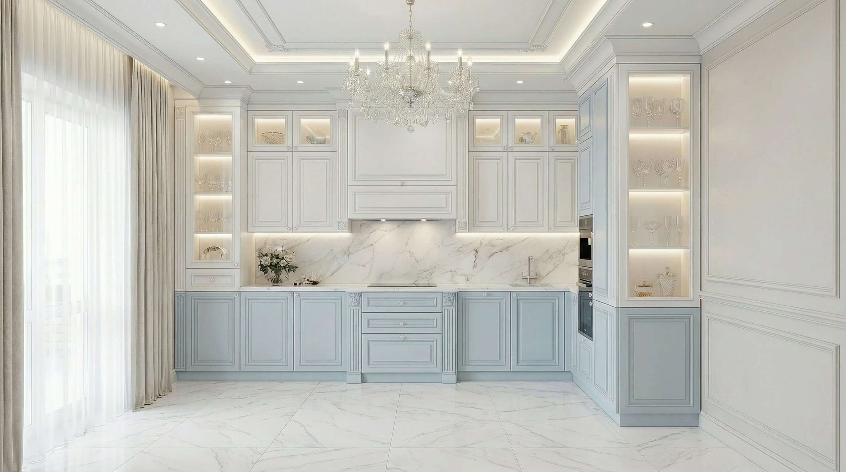 Дизайн кухни в стиле Классика — фото интерьера от нейросети RoomGPT