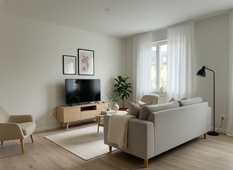 Дизайн интерьера в стиле Хюгге — Гостиная от нейросети RoomGPT