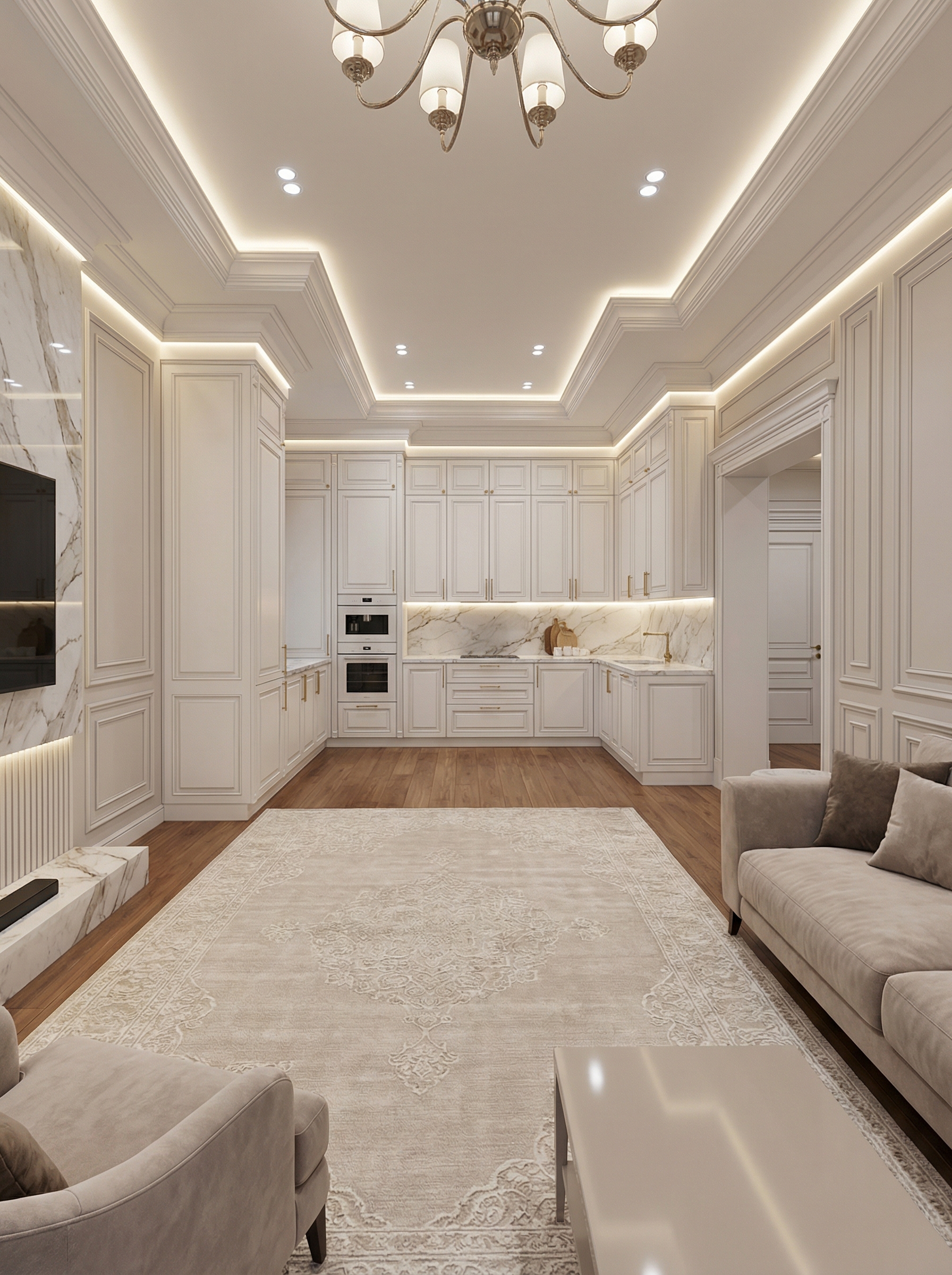 Дизайн гостиной в стиле Классика — фото интерьера от нейросети RoomGPT