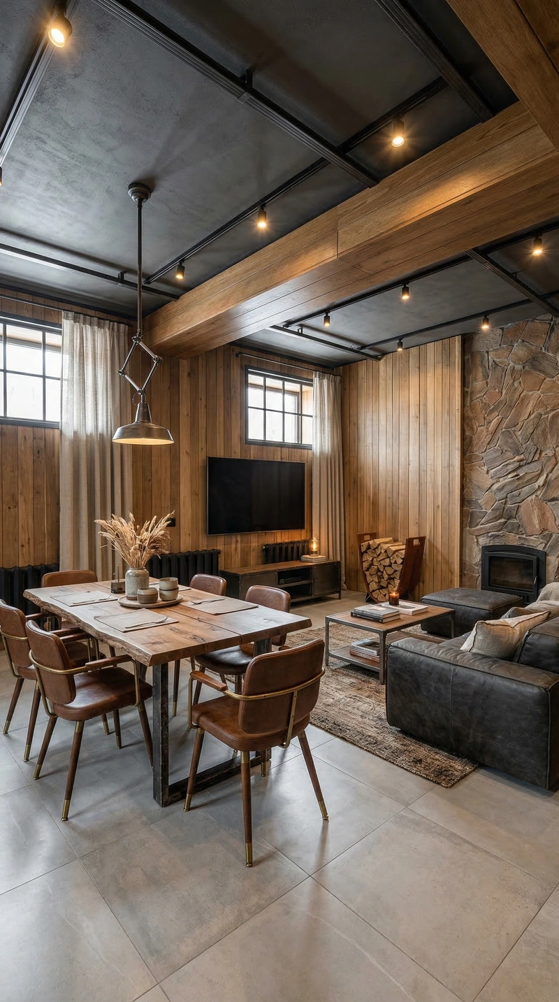 Дизайн гостиной в стиле Лофт — фото интерьера от нейросети RoomGPT