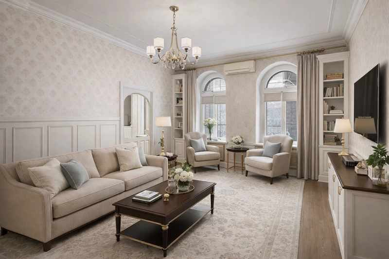 Дизайн интерьера в стиле Классика — Гостиная от нейросети RoomGPT