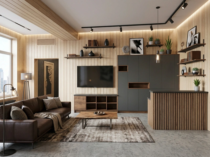 Дизайн гостиной в стиле Лофт — фото интерьера от нейросети RoomGPT