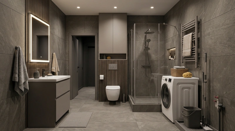 Дизайн ванной в стиле Хюгге — фото интерьера от нейросети RoomGPT