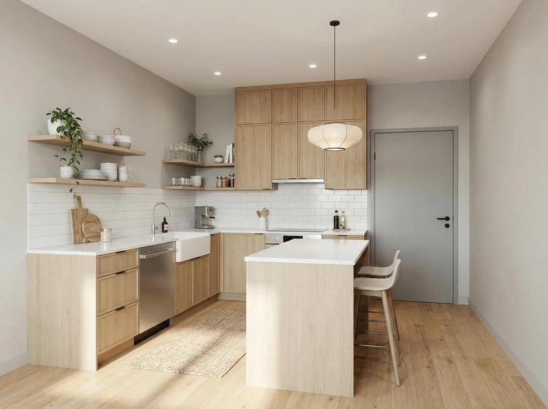 Дизайн кухни в стиле Сканди — фото интерьера от нейросети RoomGPT