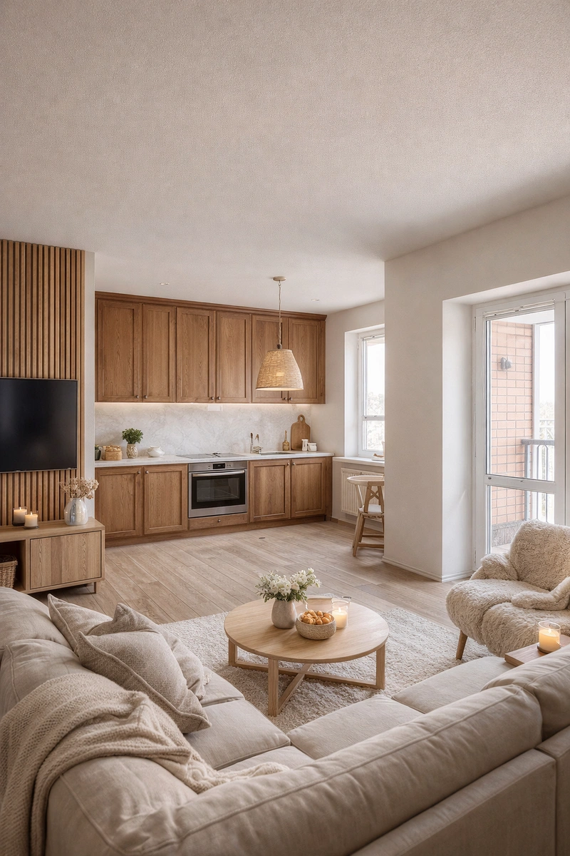 Дизайн интерьера в стиле Хюгге — Кухня от нейросети RoomGPT