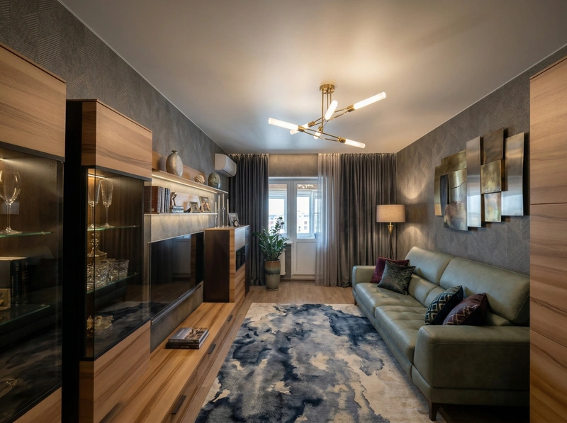 Дизайн гостиной в стиле Контемпорари — фото интерьера от нейросети RoomGPT