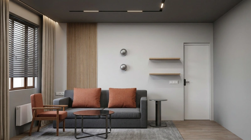 Дизайн интерьера в стиле Минимализм — Гостиная от нейросети RoomGPT