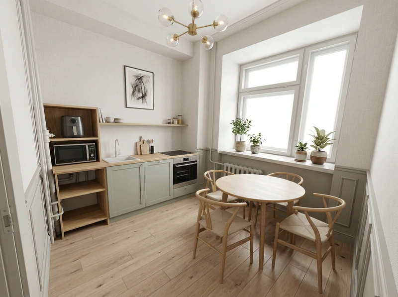 Дизайн кухни в стиле Классика — фото интерьера от нейросети RoomGPT