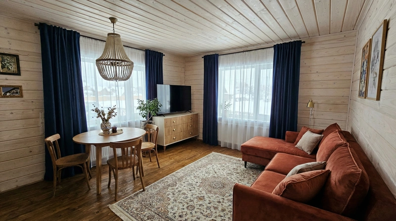 Дизайн интерьера в стиле Эклектика — Гостиная от нейросети RoomGPT