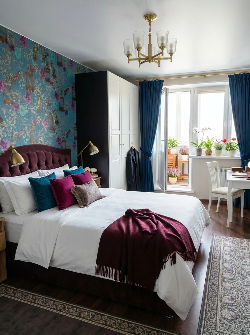 Дизайн спальни в стиле Британский — фото интерьера от нейросети RoomGPT