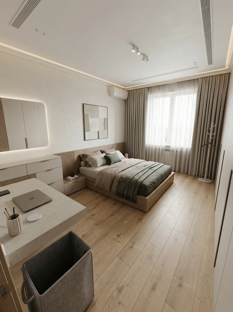 Дизайн интерьера в стиле Минимализм — Спальня от нейросети RoomGPT