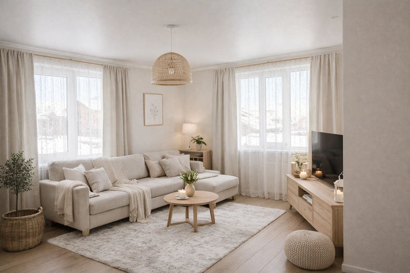 Дизайн интерьера в стиле Хюгге — Гостиная от нейросети RoomGPT