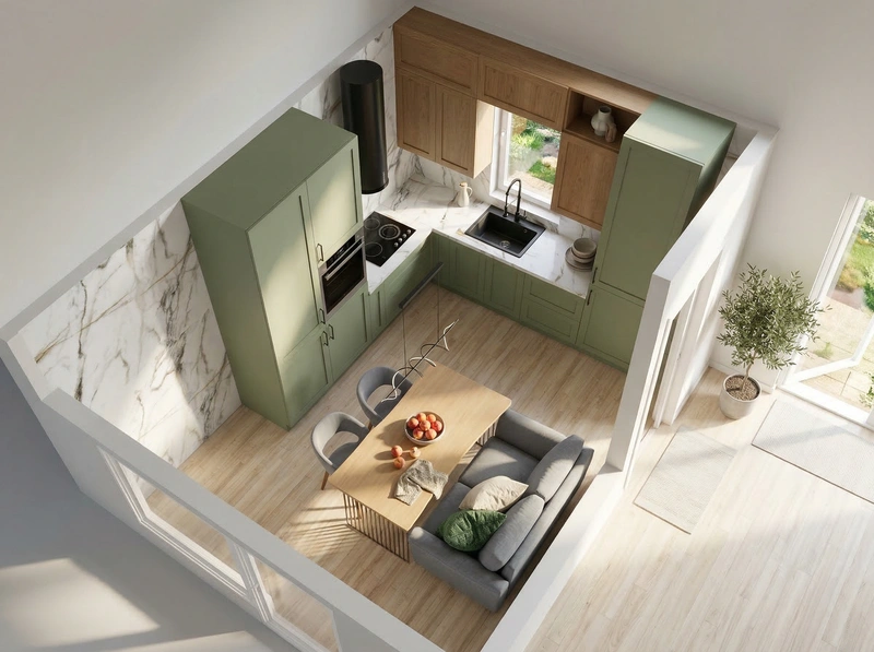 Дизайн интерьера в стиле Минимализм — Кухня от нейросети RoomGPT