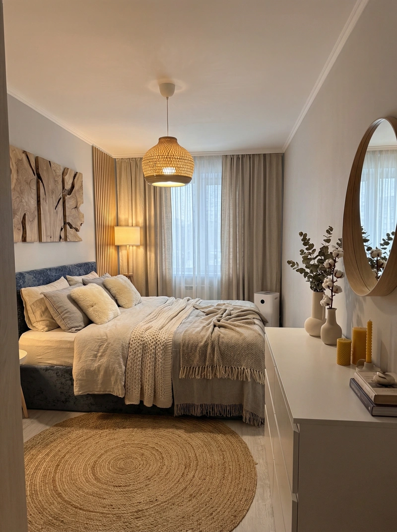 Дизайн интерьера в стиле Хюгге — Спальня от нейросети RoomGPT
