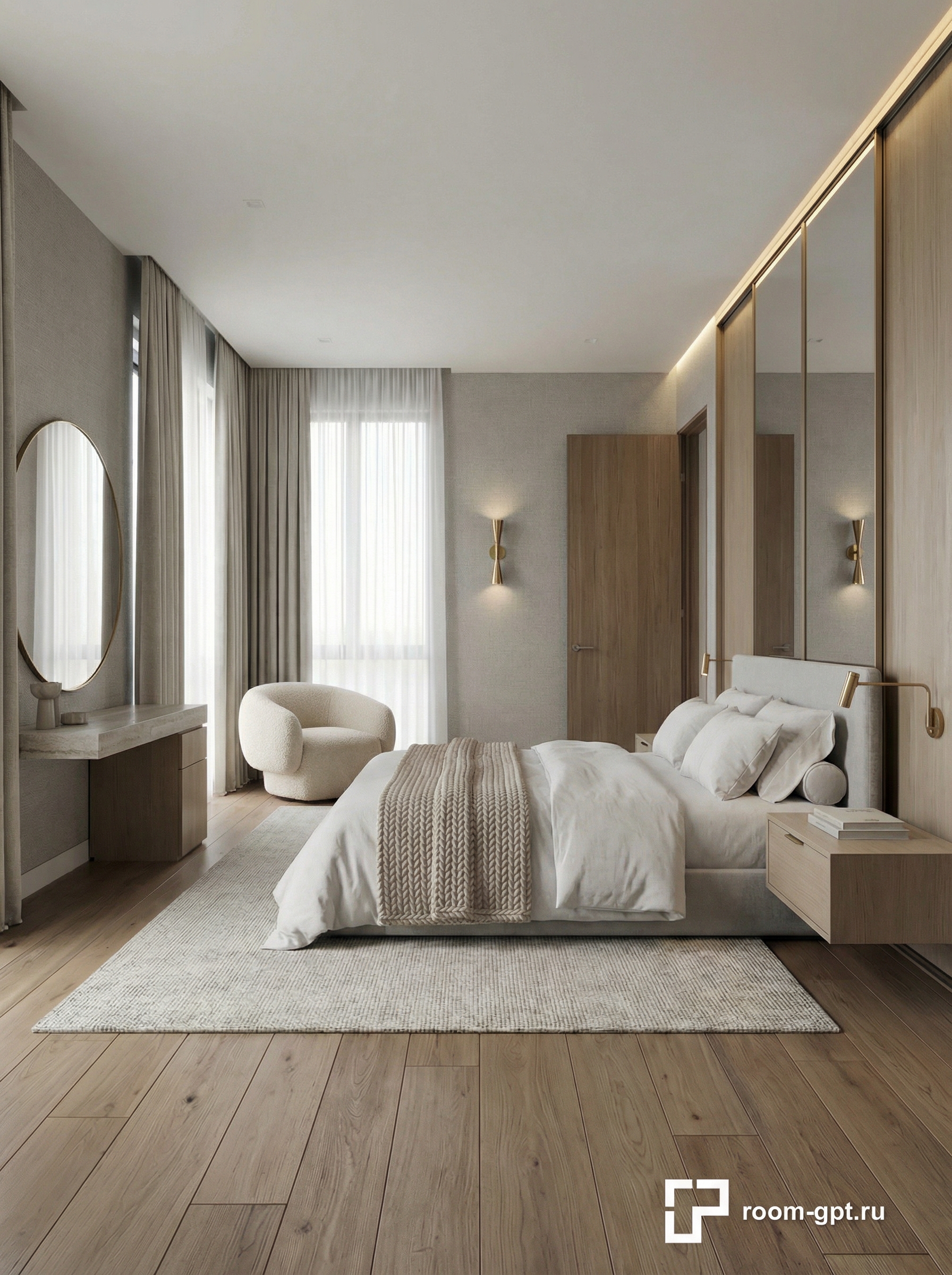 Дизайн спальни в стиле Минимализм — фото интерьера от нейросети RoomGPT