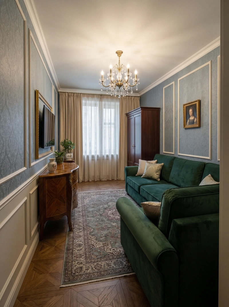 Дизайн интерьера в стиле Классика — Гостиная от нейросети RoomGPT