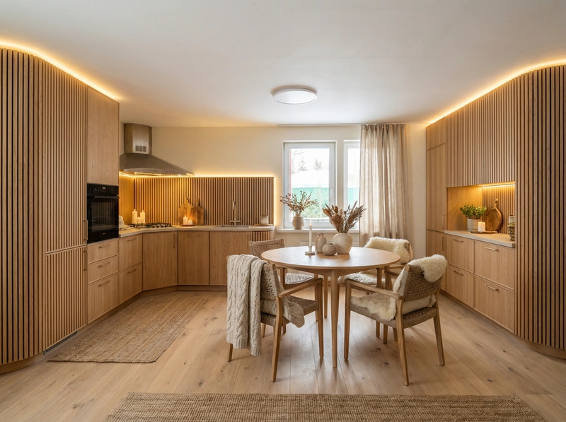 Дизайн интерьера в стиле Хюгге — Кухня от нейросети RoomGPT