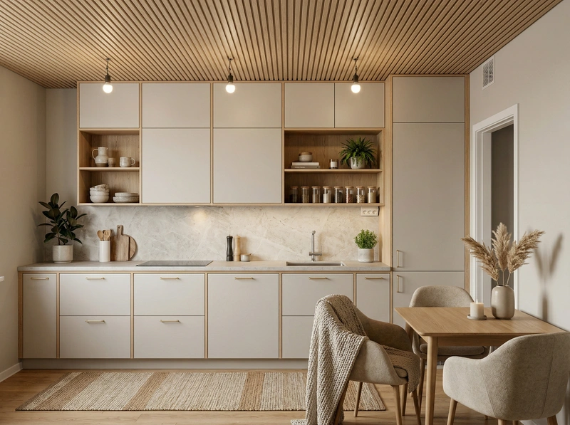 Дизайн кухни в стиле Хюгге — фото интерьера от нейросети RoomGPT